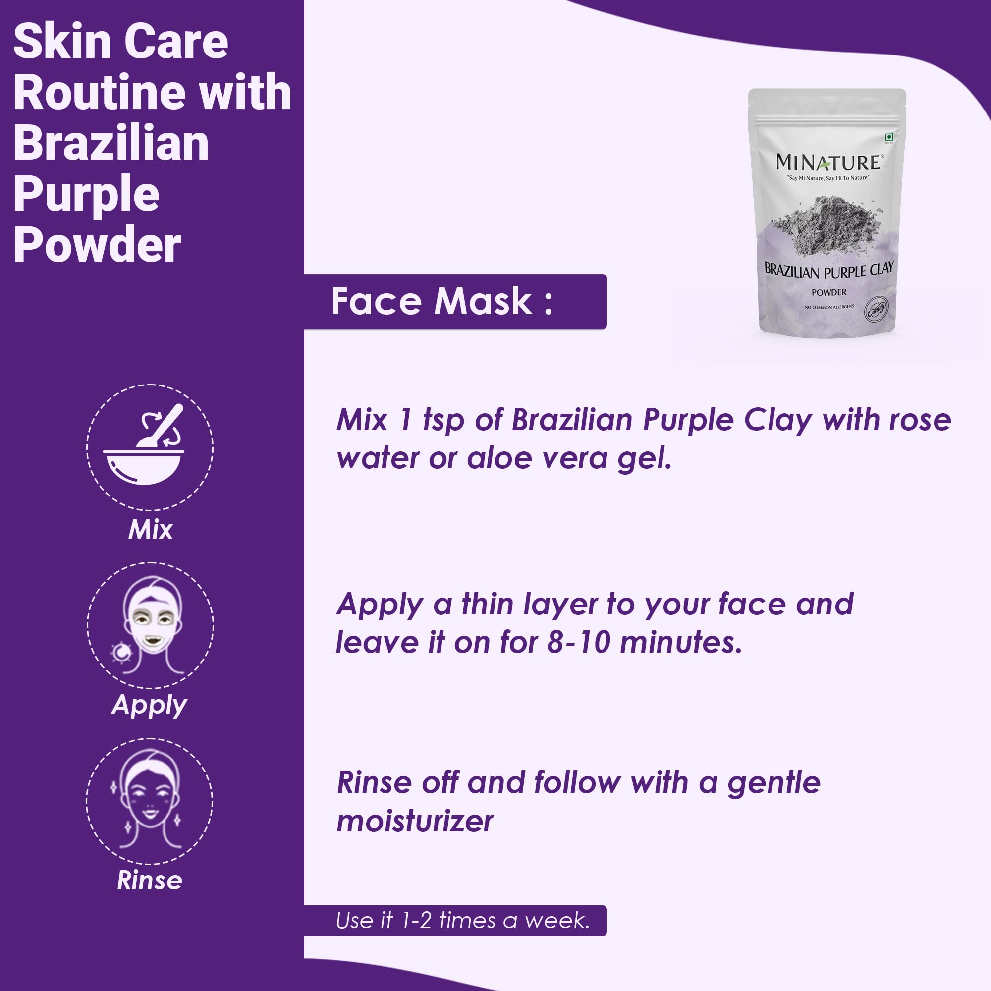 minature Brazilian Purple Clay |Mineral Rich for Detoxifying Skin | Deep Cleansing Face Mask | Ideal for Face Pack DIY Soap|227g(8 oz) - Image 5