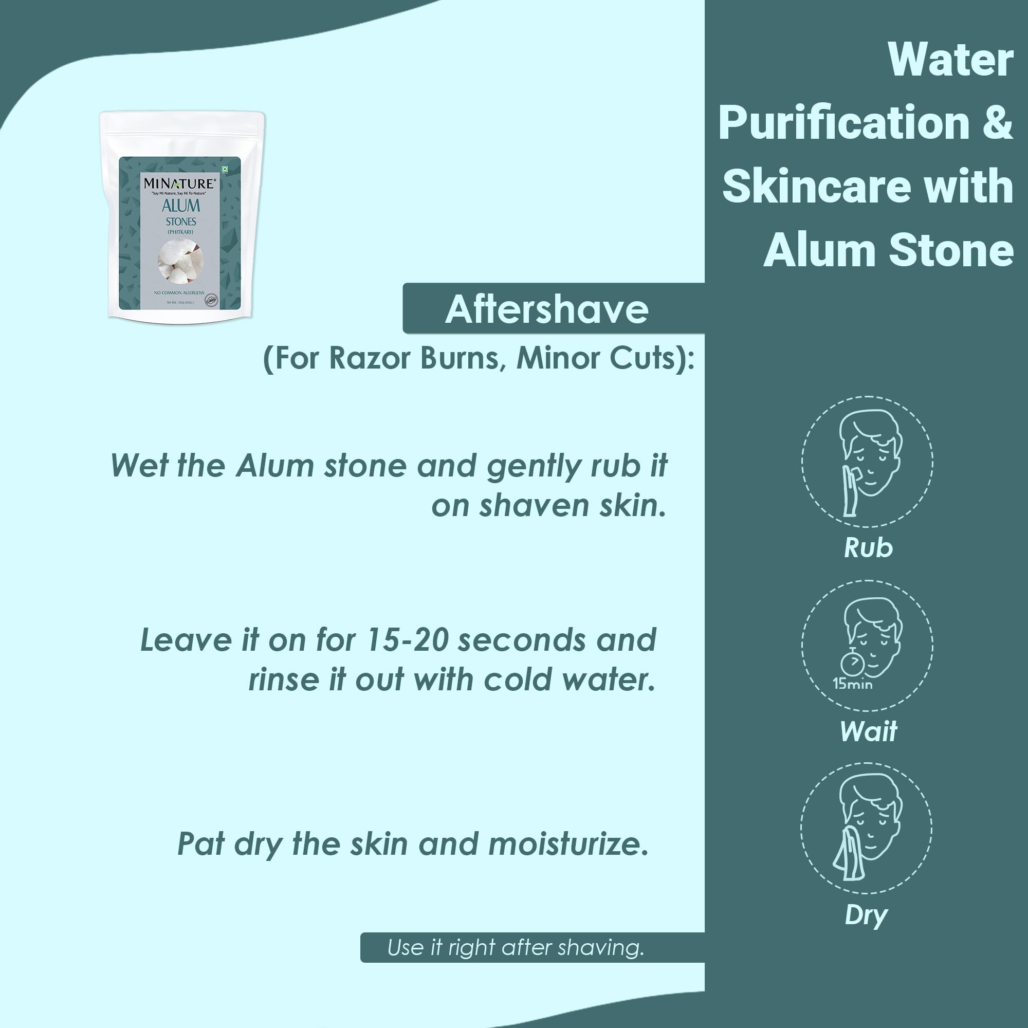 minature Potassium Alum Stone 250g |Phitkari Block| Pure Fitkari for Post Shave Care | Skin Care & Multiple Uses| Natural Deodorant - Image 6
