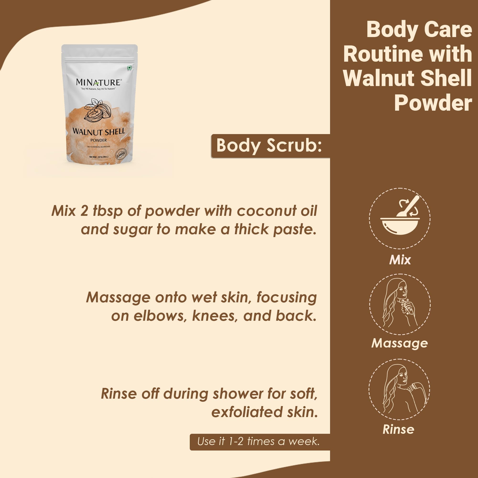 Natural Walnut Shell Powder with Resealable Zip Lock Pack, No Silica and Any Artificial Additives for Homemade Natural Scrub 227g, 1/2lbs, 8oz(packaging may vary) - Image 4