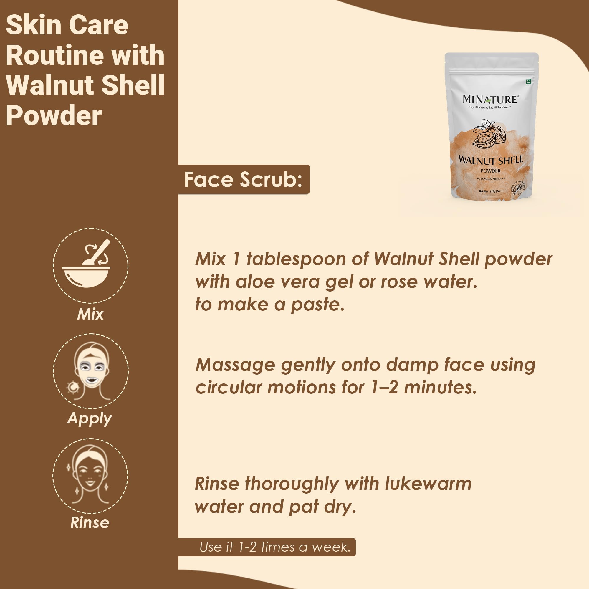 Natural Walnut Shell Powder with Resealable Zip Lock Pack, No Silica and Any Artificial Additives for Homemade Natural Scrub 227g, 1/2lbs, 8oz(packaging may vary) - Image 6
